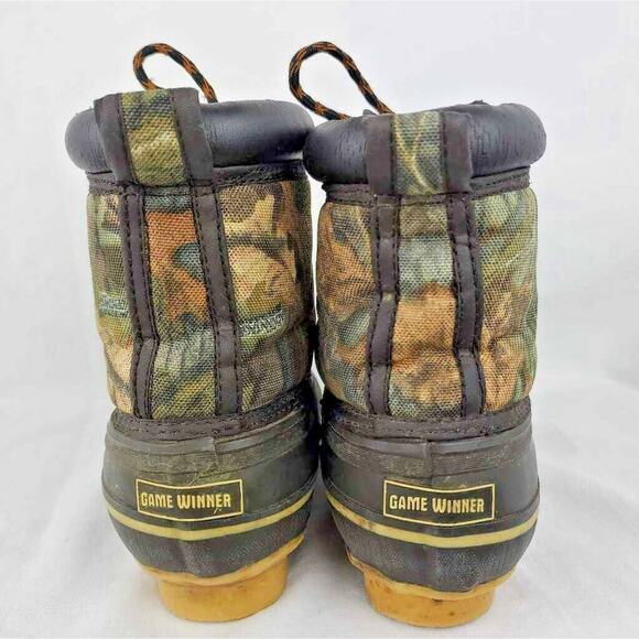 Game Winner Thermolite Kids Duck Boots Black Camouflage Lace Up Steel Shank 2 - Picture 6 of 12
